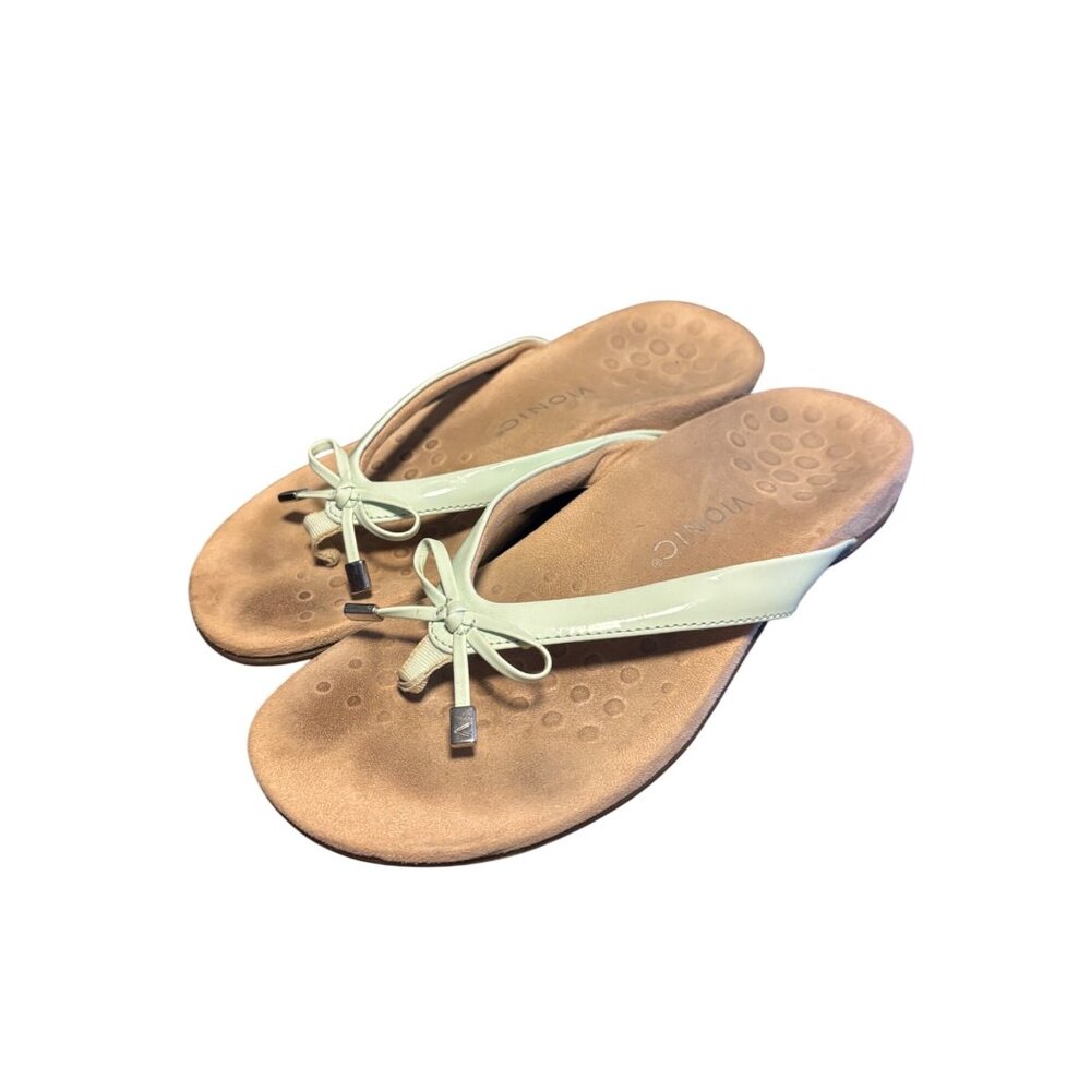 Vionic Womens Mint Green Bow Detail Sandals Size 8 Comfortable Arch Support Slip